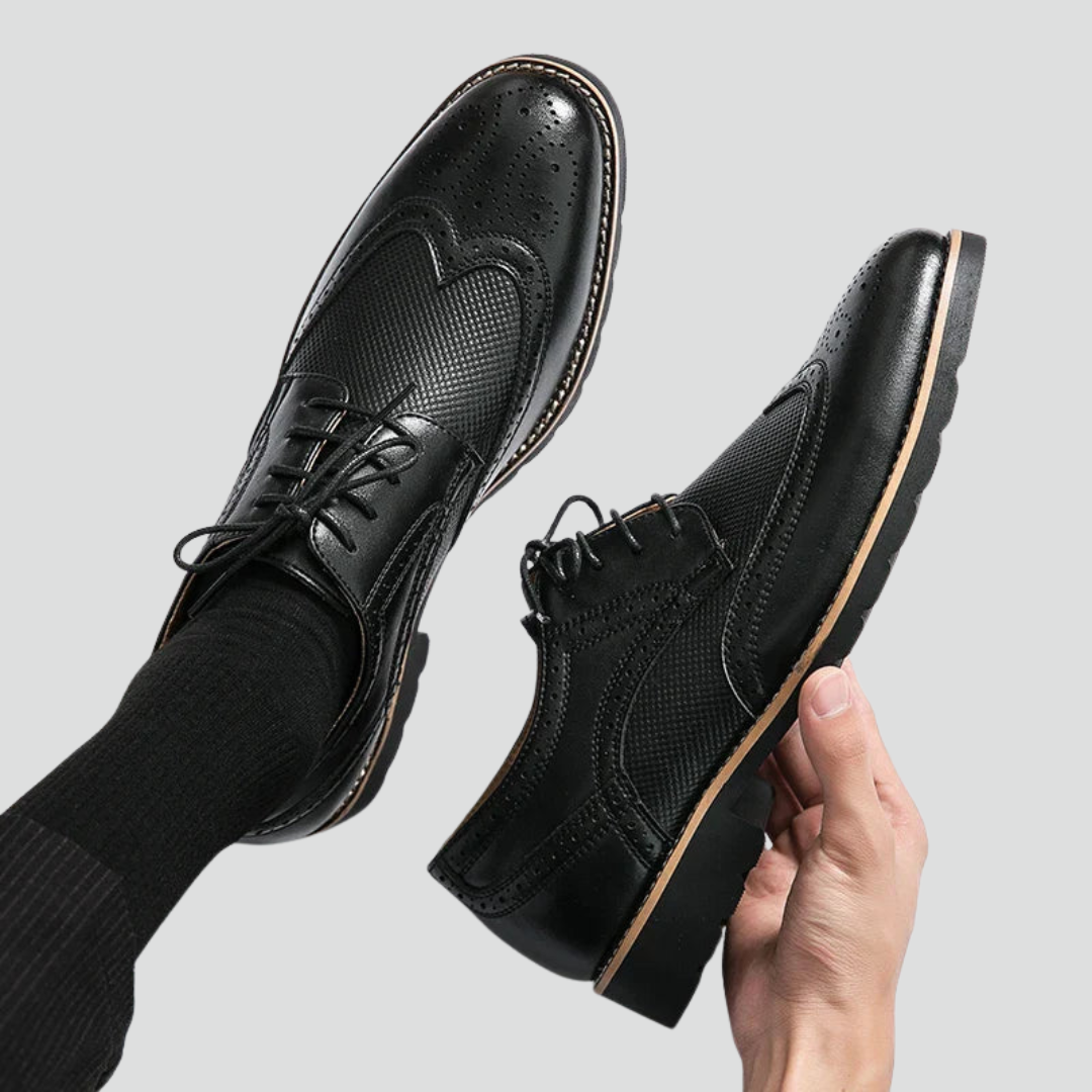 Men’s Elegant Leather Shoes – Classic Brogue Detailing & Refined Finish