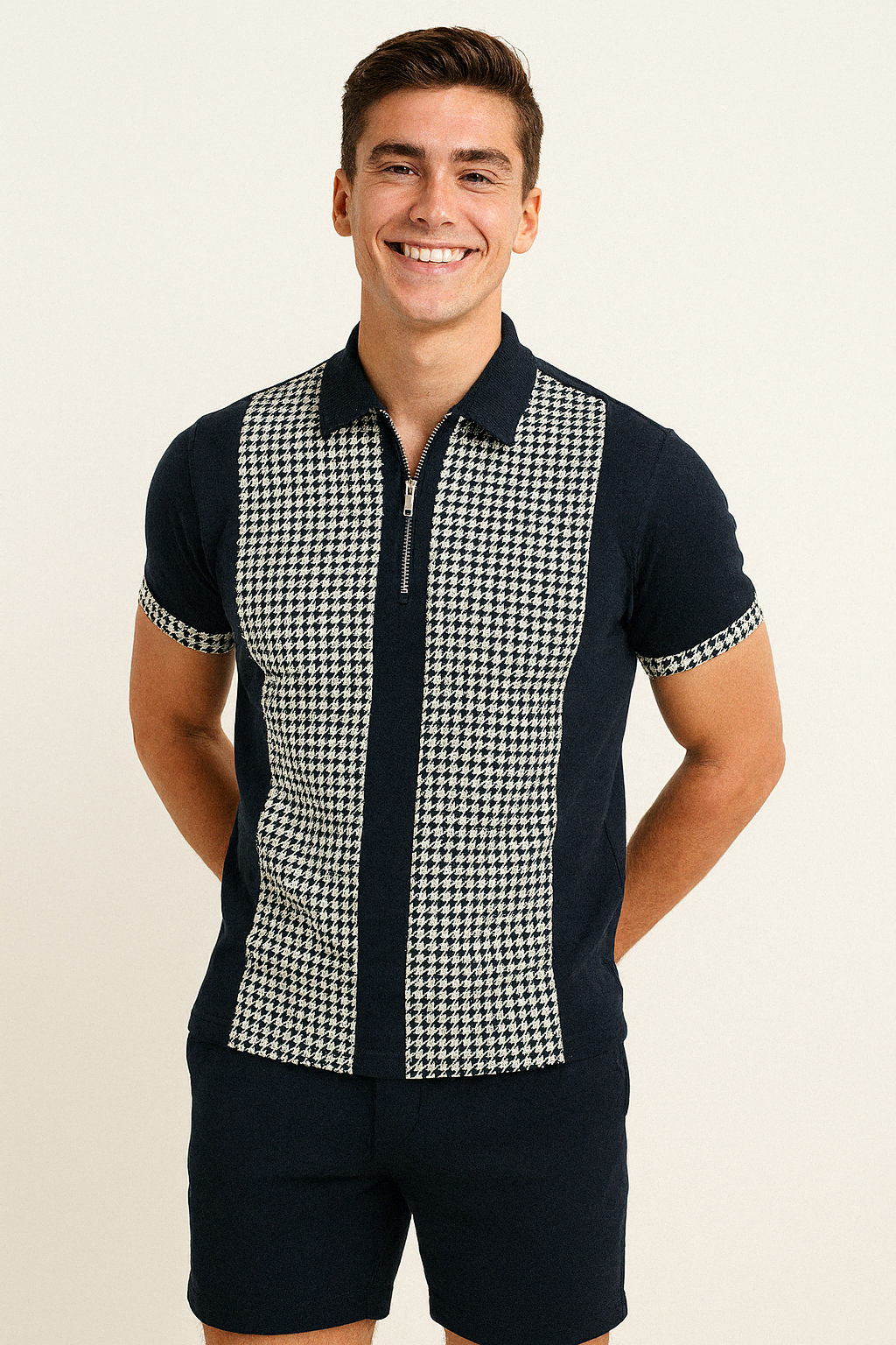 Stylish Men's Set for Summer Blue-striped