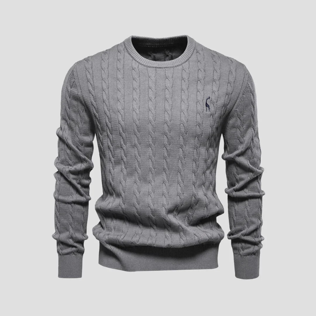 Men Cable-Knit Crewneck Sweater