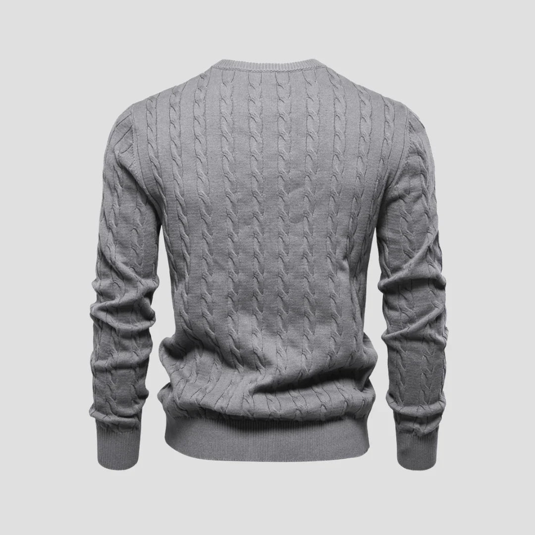 Men Cable-Knit Crewneck Sweater