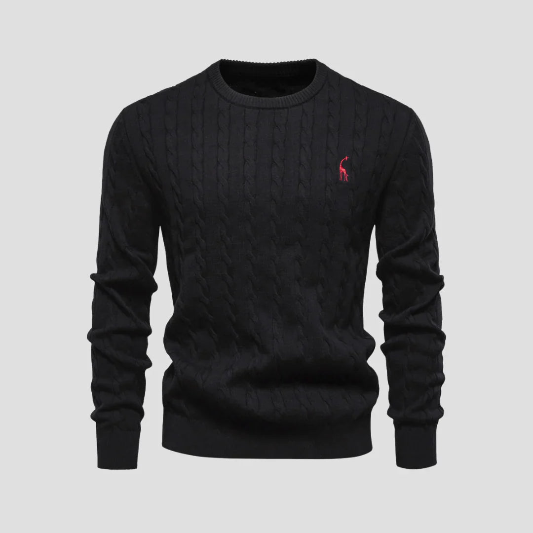 Men Cable-Knit Crewneck Sweater