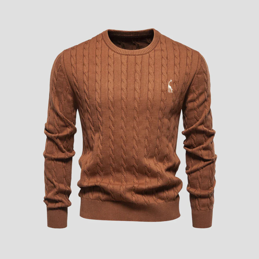 Men Cable-Knit Crewneck Sweater