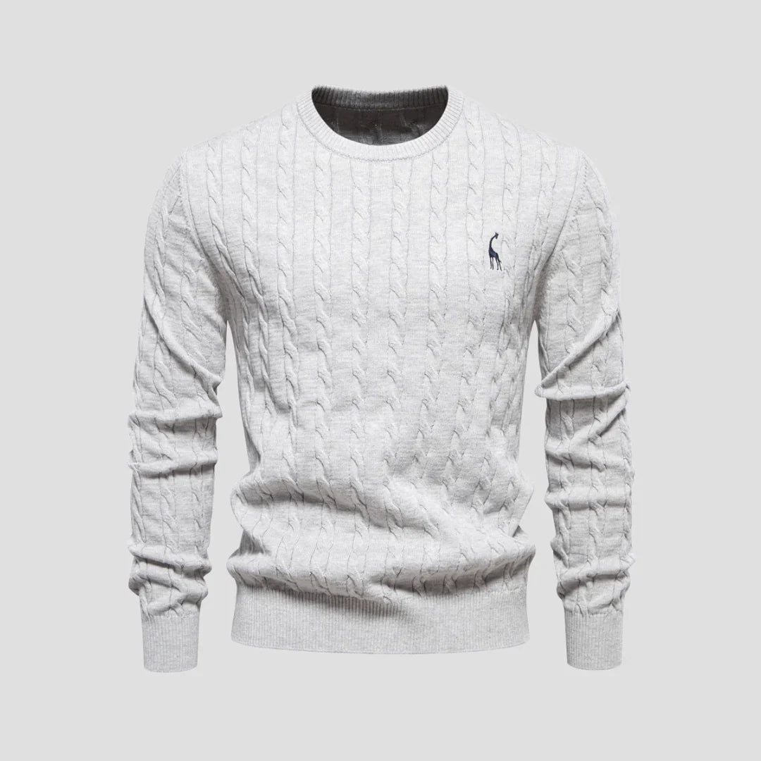 Men Cable-Knit Crewneck Sweater