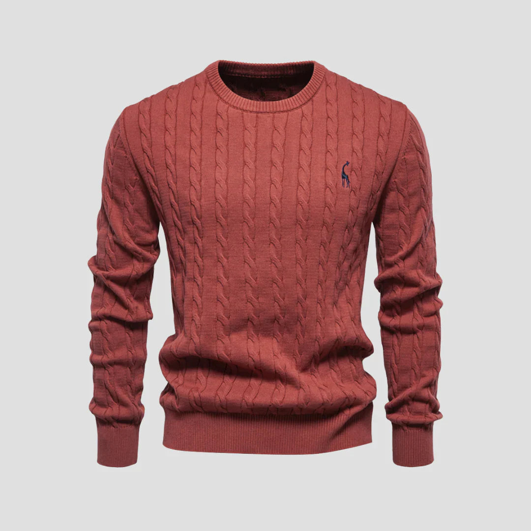 Men Cable-Knit Crewneck Sweater