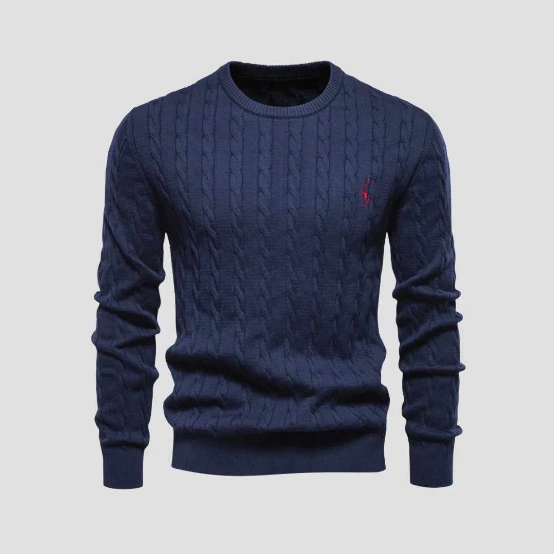 Men Cable-Knit Crewneck Sweater