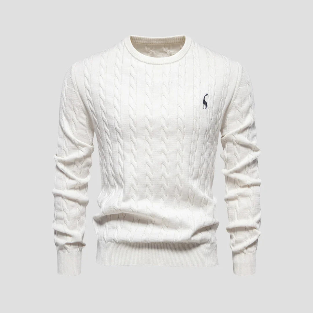 Men Cable-Knit Crewneck Sweater