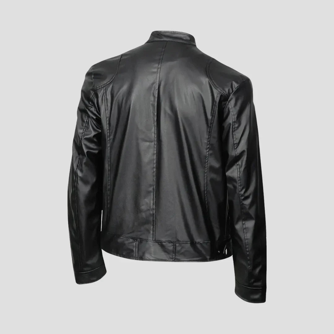 Men Modern Stand-Collar Biker Jacket