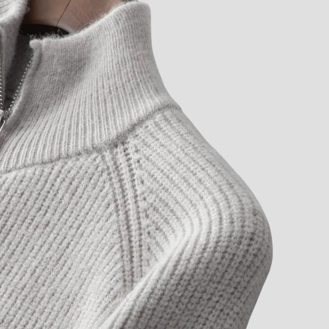 Men Ribbed Zip-Up Knit Jacket