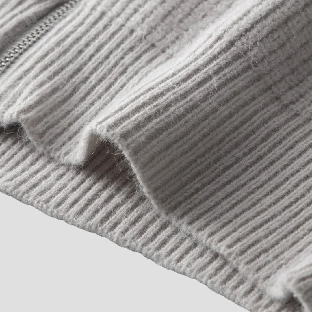 Men Ribbed Zip-Up Knit Jacket