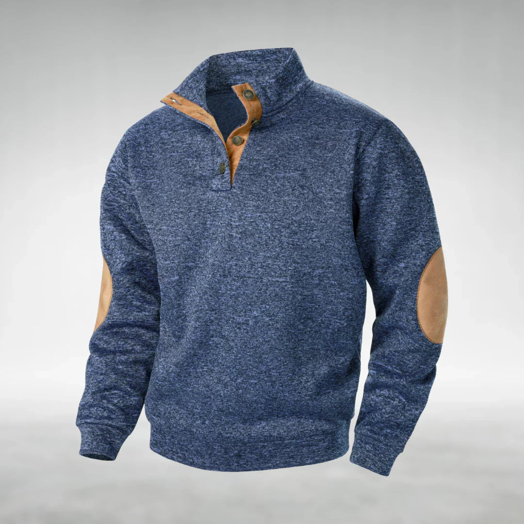 Men’s Button-Neck Elbow-Patch Pullover