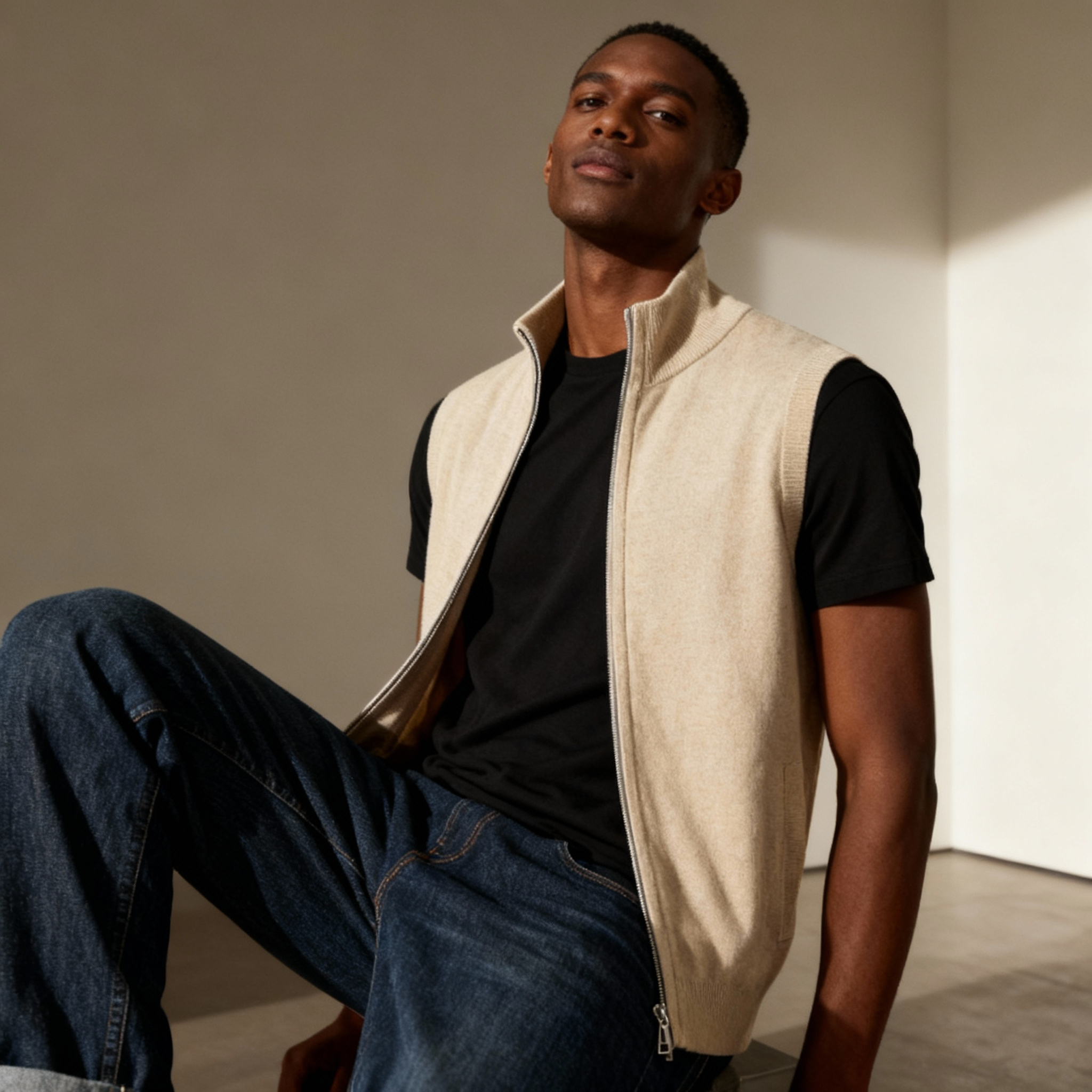 Men’s Casual Vest – Zip-Up Knit Design & Versatile Layer