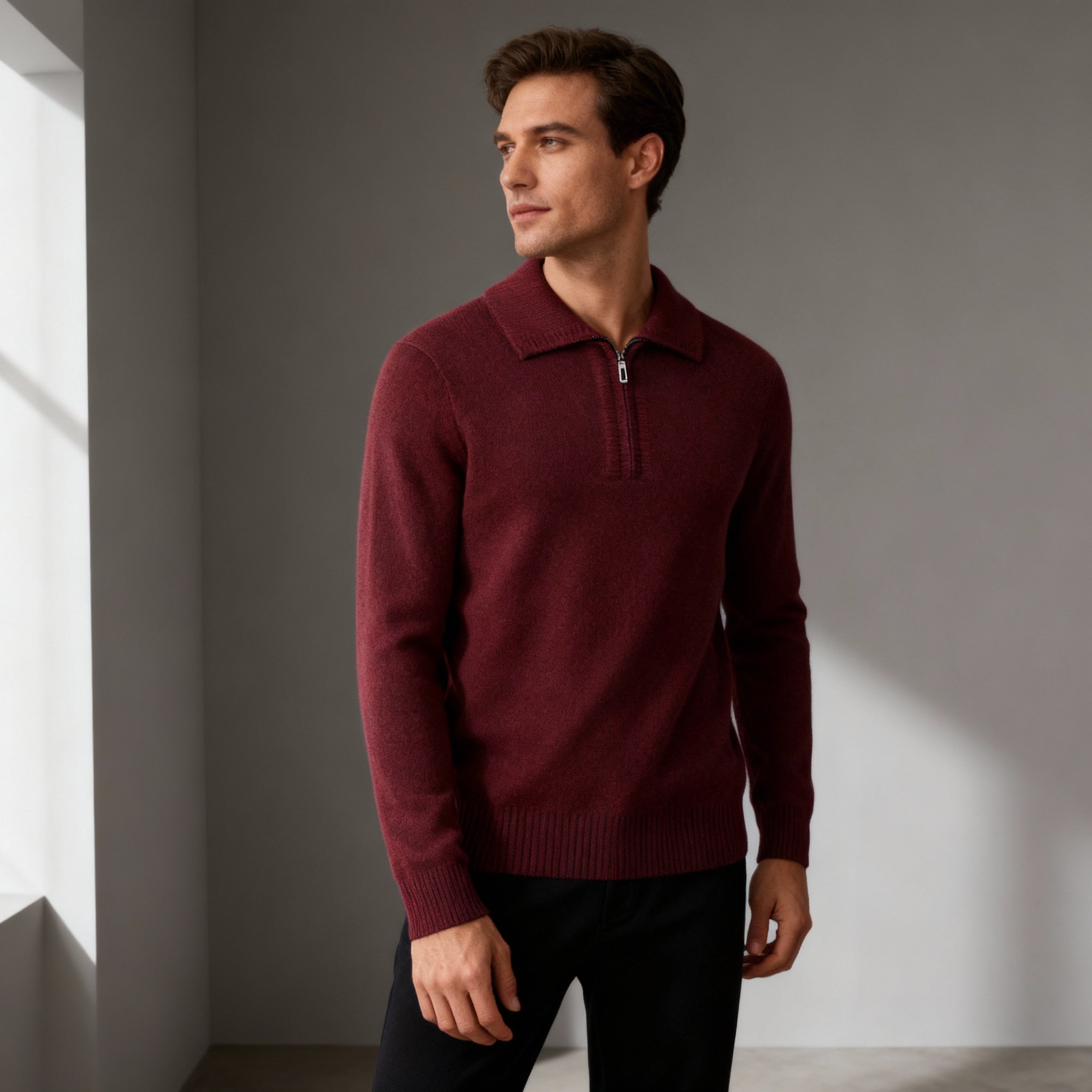 Men’s Half-Zip Polo Sweater – Refined Knit & Versatile Layer