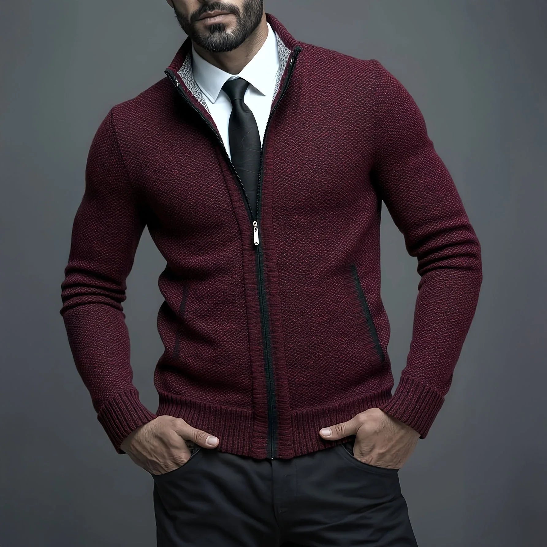 Men’s Knitted Zip-Up Casual Jacket