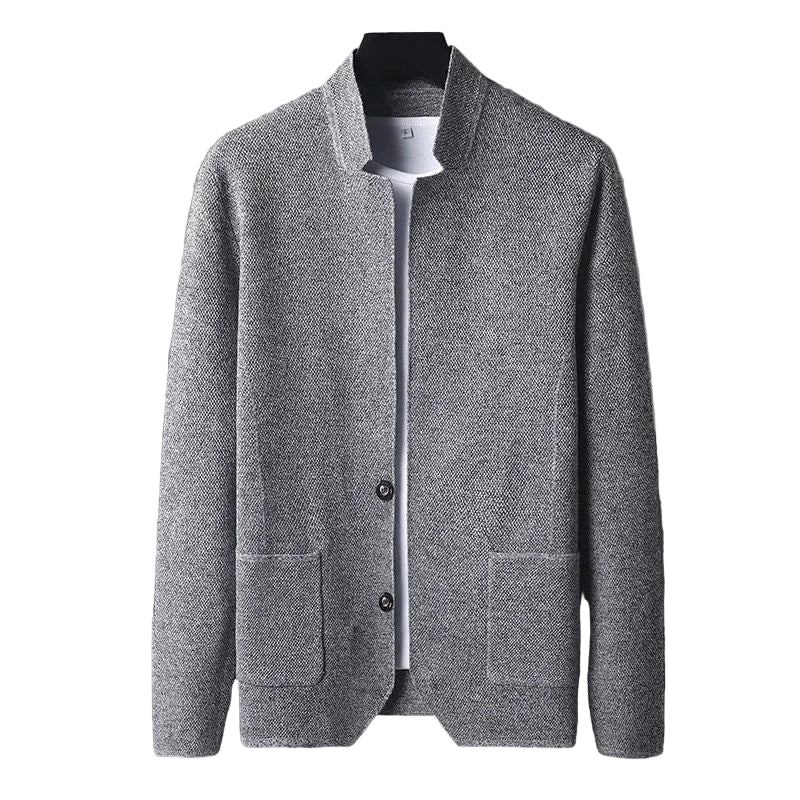 Men’s Modern Knit Stand-Collar Blazer