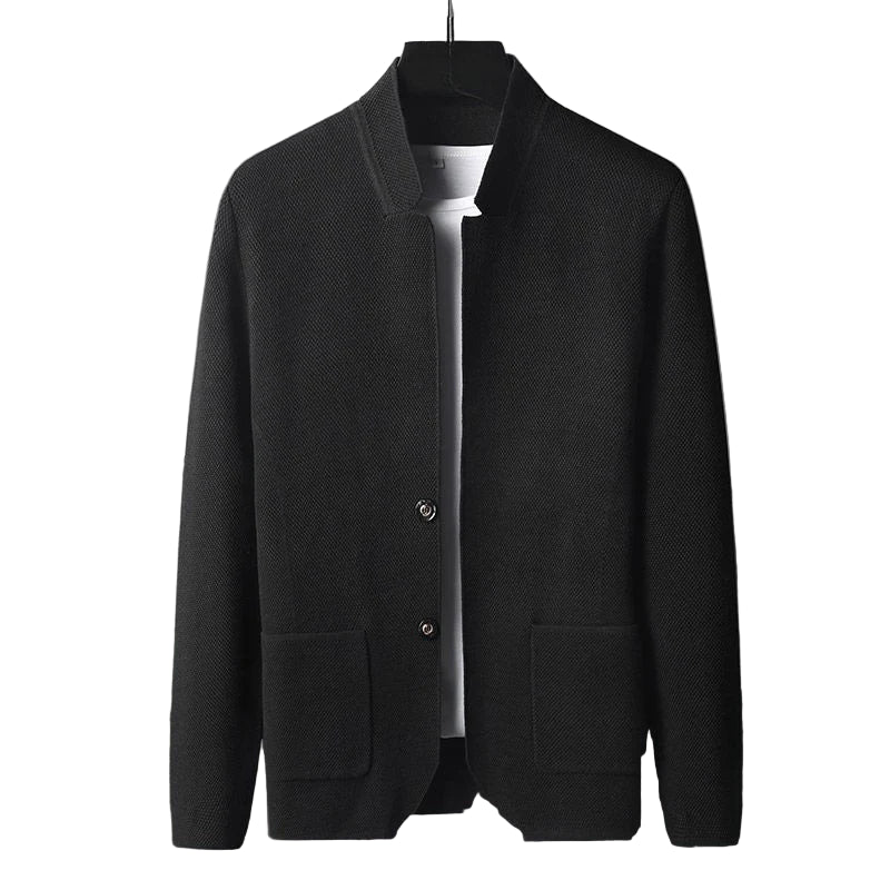Men’s Modern Knit Stand-Collar Blazer