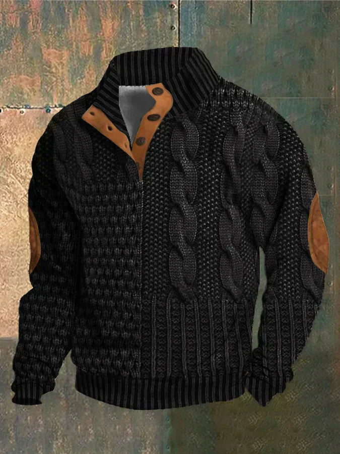 Men’s Patchwork Knit Pattern Pullover Jacket