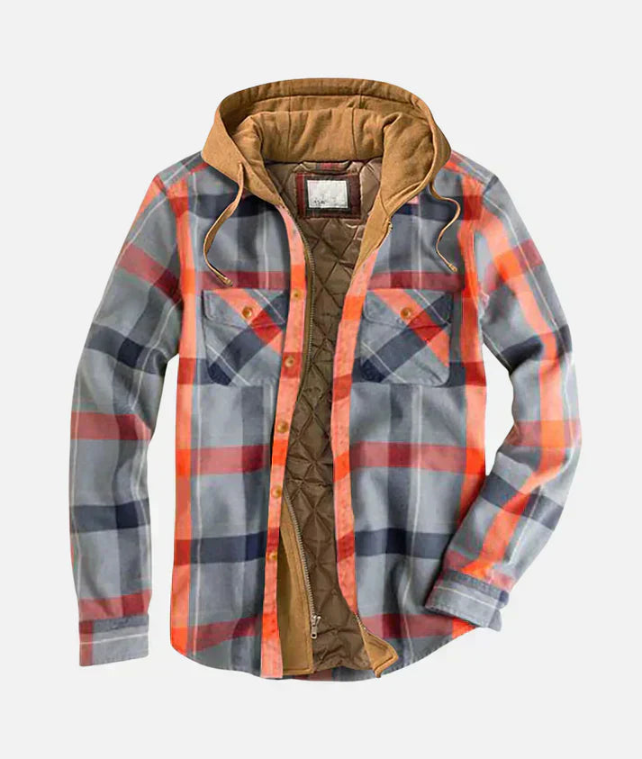 Men’s Patchwork Plaid Hooded Jacket