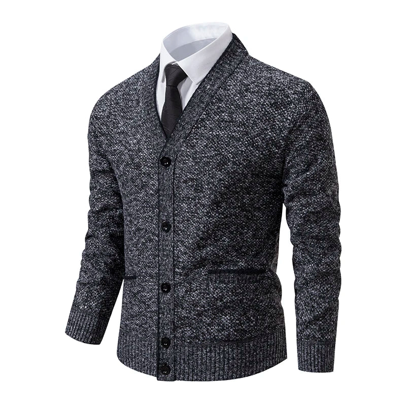 Men’s Textured Knit Button-Up Cardigan