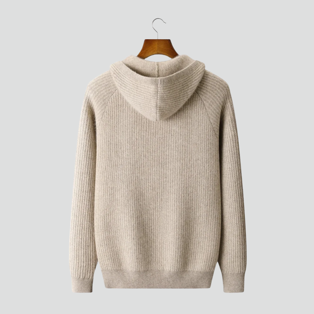 Men’s Zipper Hoodie – Textured Knit Design & Refined Everyday Look
