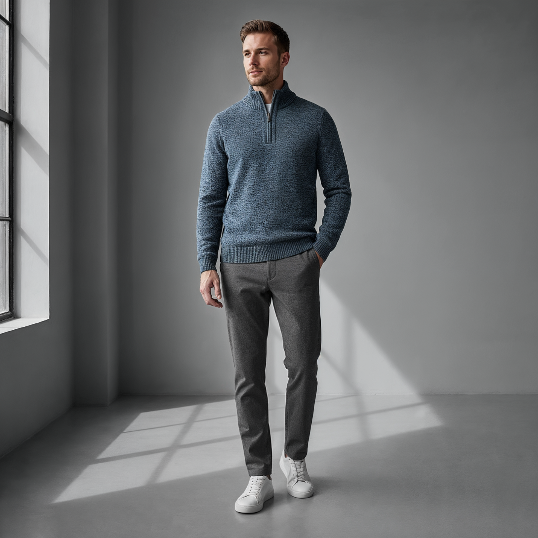 Men’s Classic Half-Zip Sweater – Textured Knit & Refined Everyday Layer