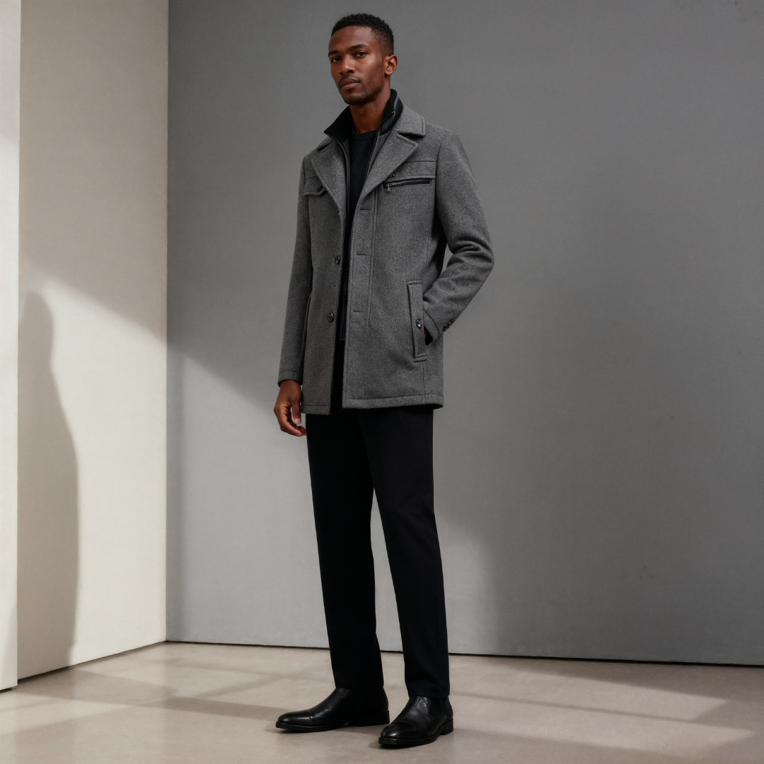Men’s Elegant Peacoat – Refined Cut & Contemporary Warmth