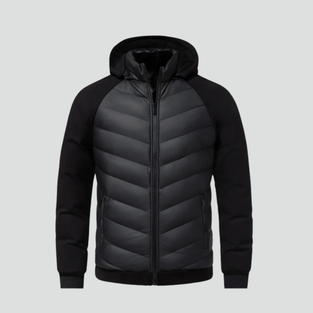 Men’s Padded Jacket – Quilted Front & Soft Knit Sleeves