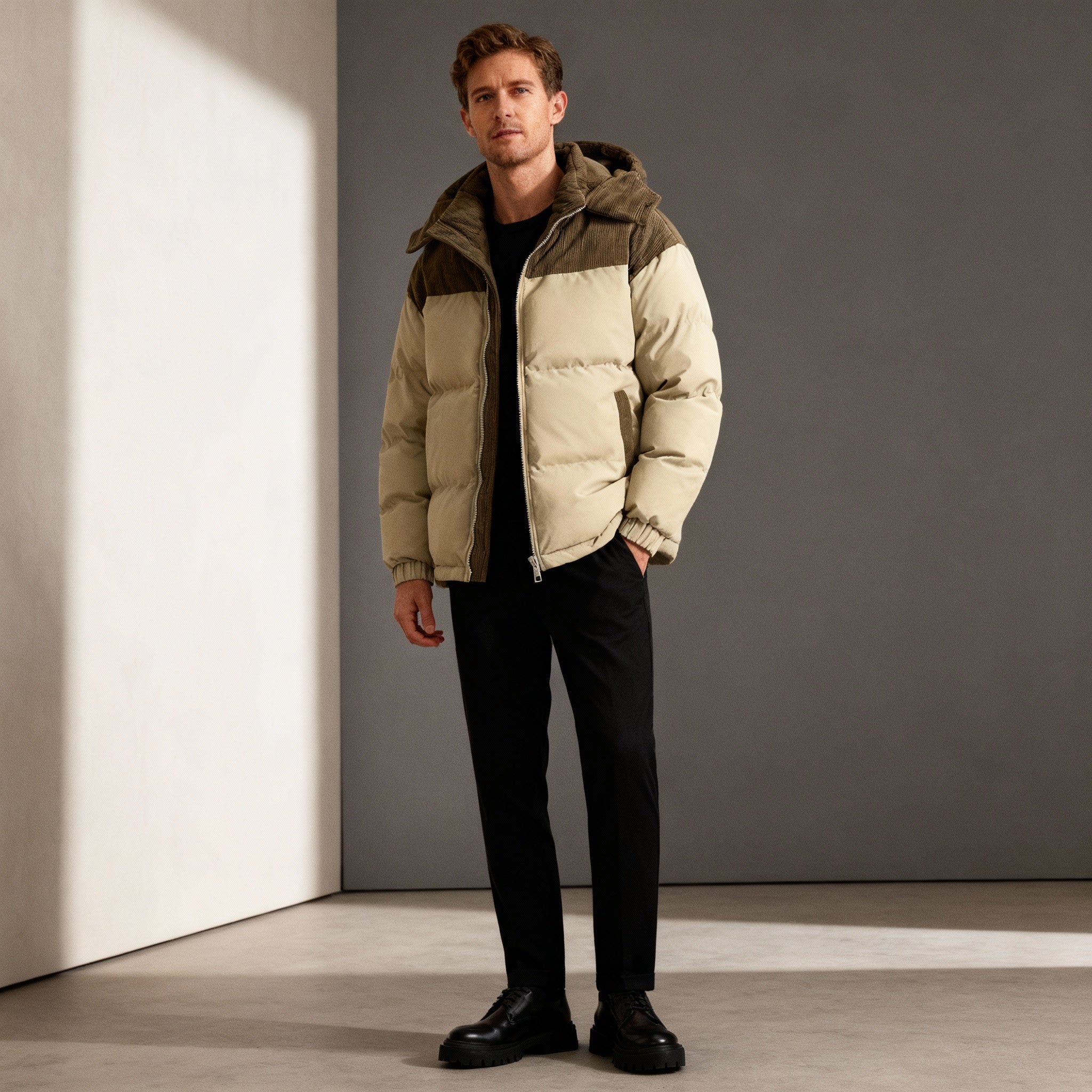 Men’s Puffer Jacket – Textured Detail & Modern Warmth