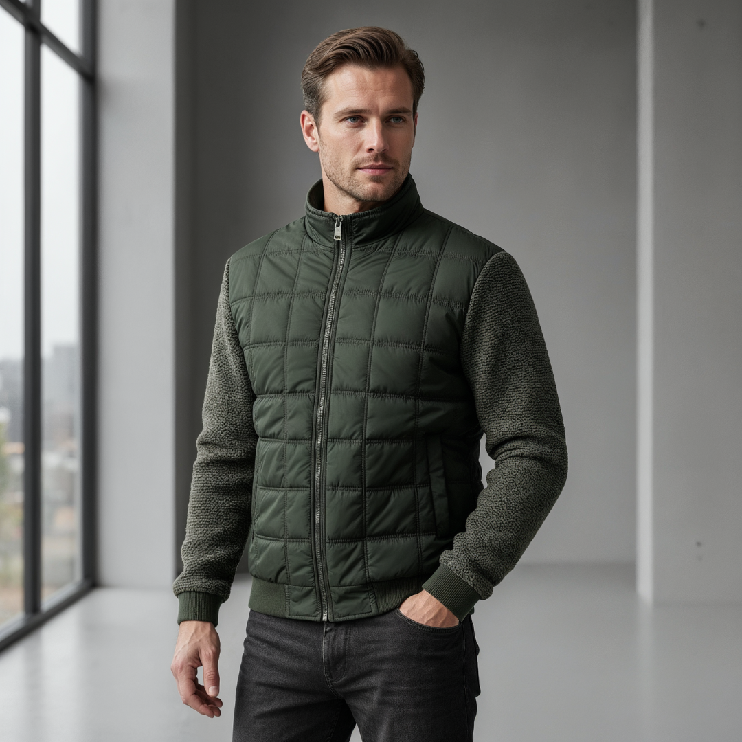 Men’s Quilted Jacket – Textured Panels & Everyday Warmth