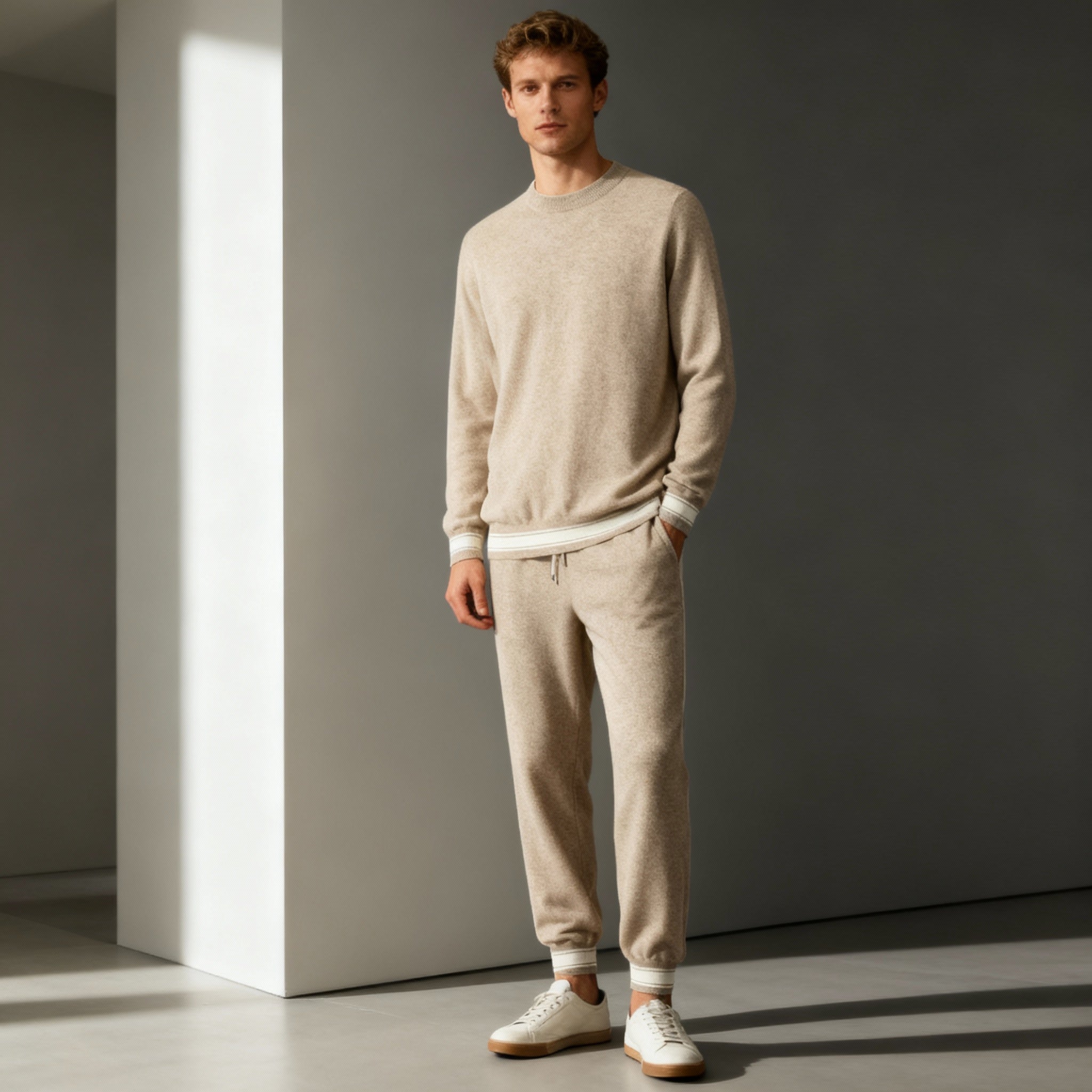 Men’s Two-Piece Set – Crewneck Top & Drawstring Pants