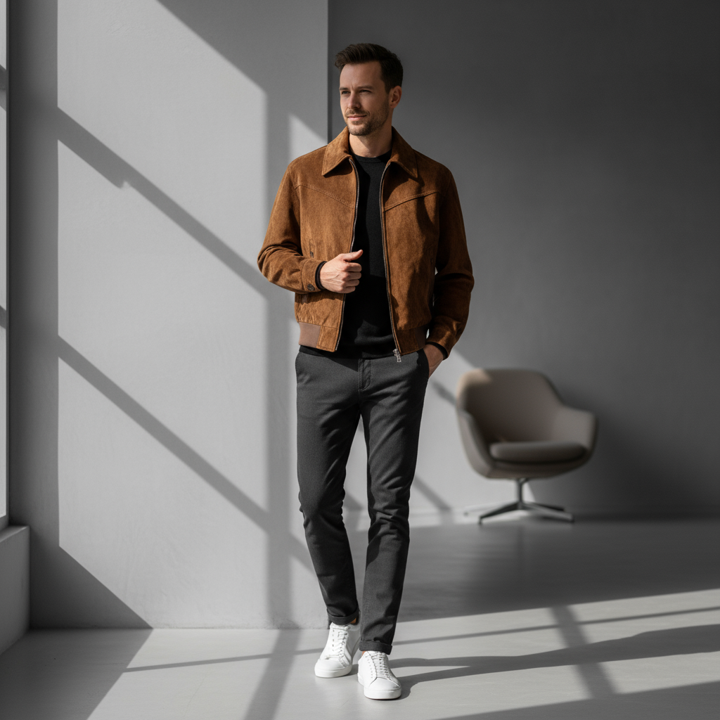 Men’s Vintage Jacket – Classic Suede Finish & Timeless Everyday Look