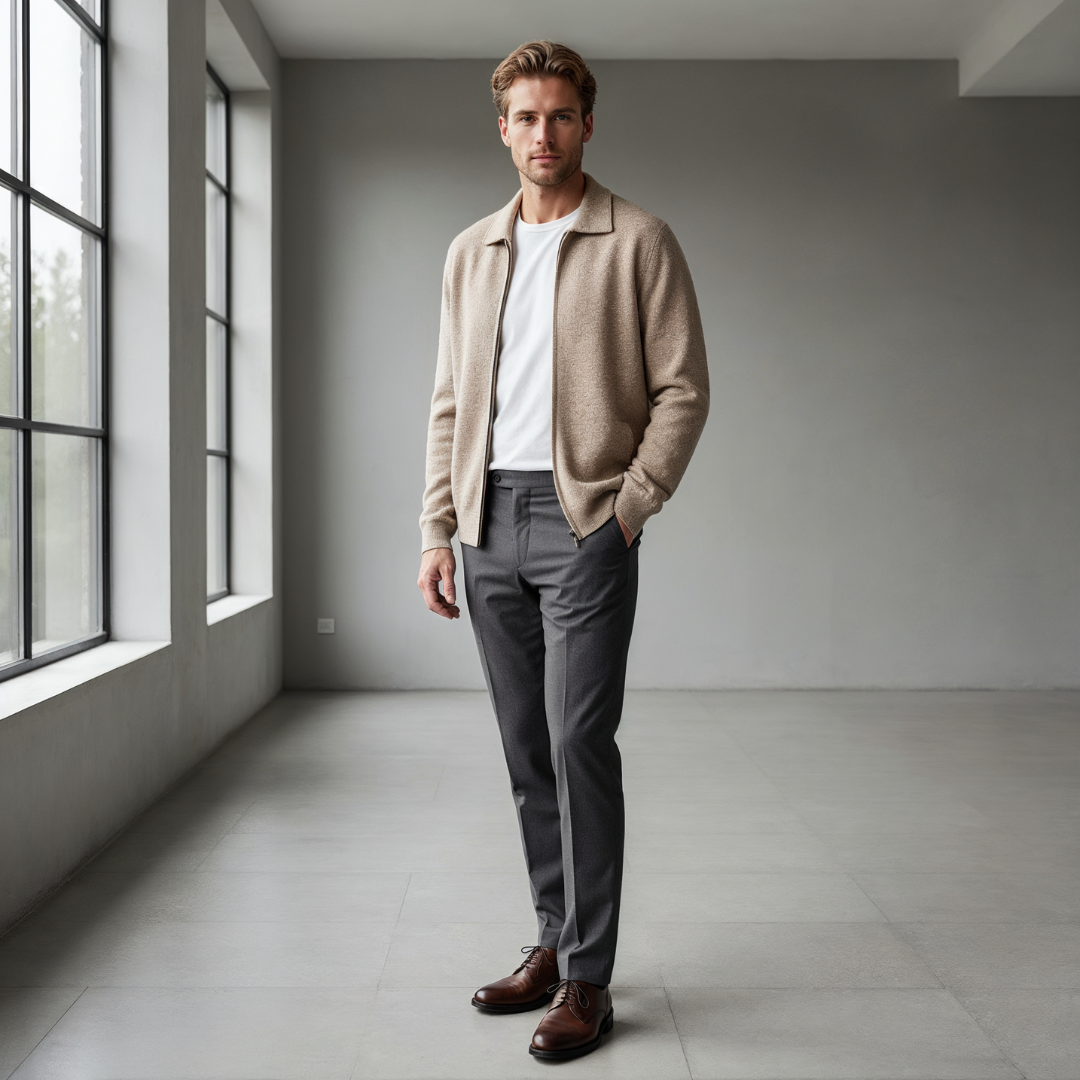 Men’s Zip-Up Cardigan – Minimalist Design & Everyday Layer