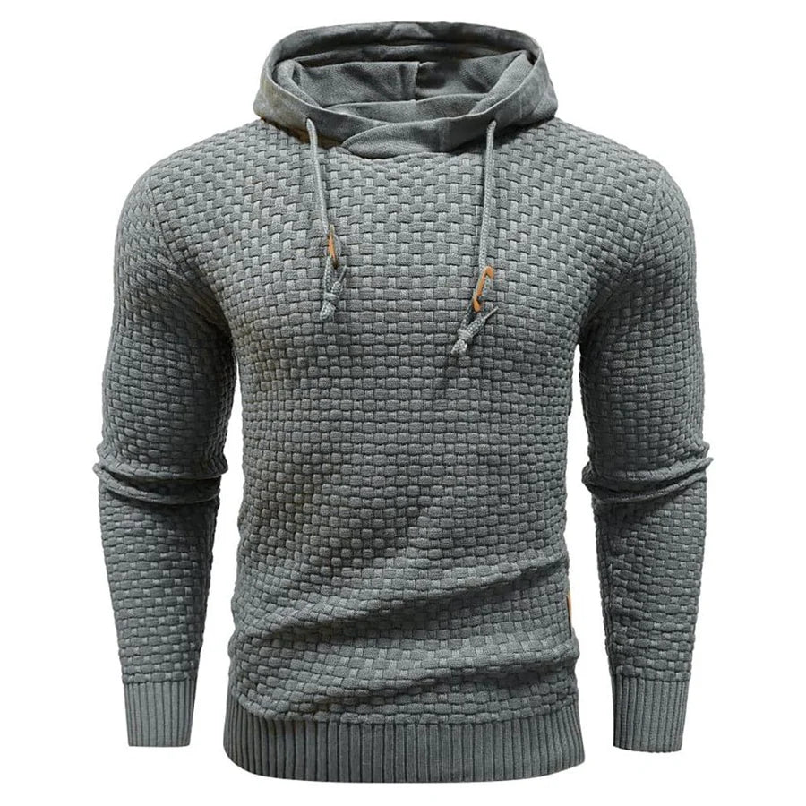 Men's Modern Style Textured Hoodie - Gray