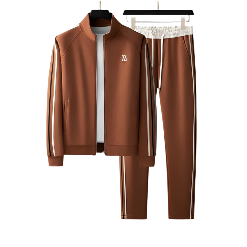 Elegant Men's Tracksuit Set – Brown