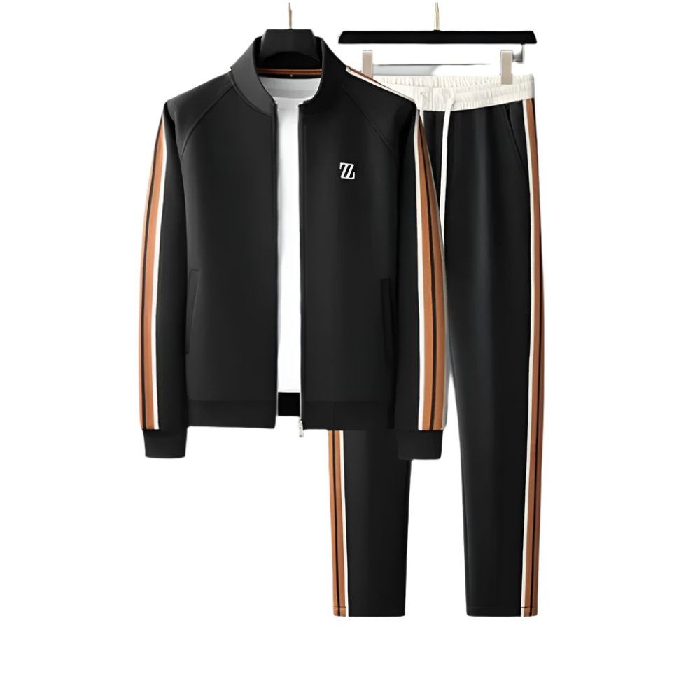 Elegant Men's Tracksuit Set – Black