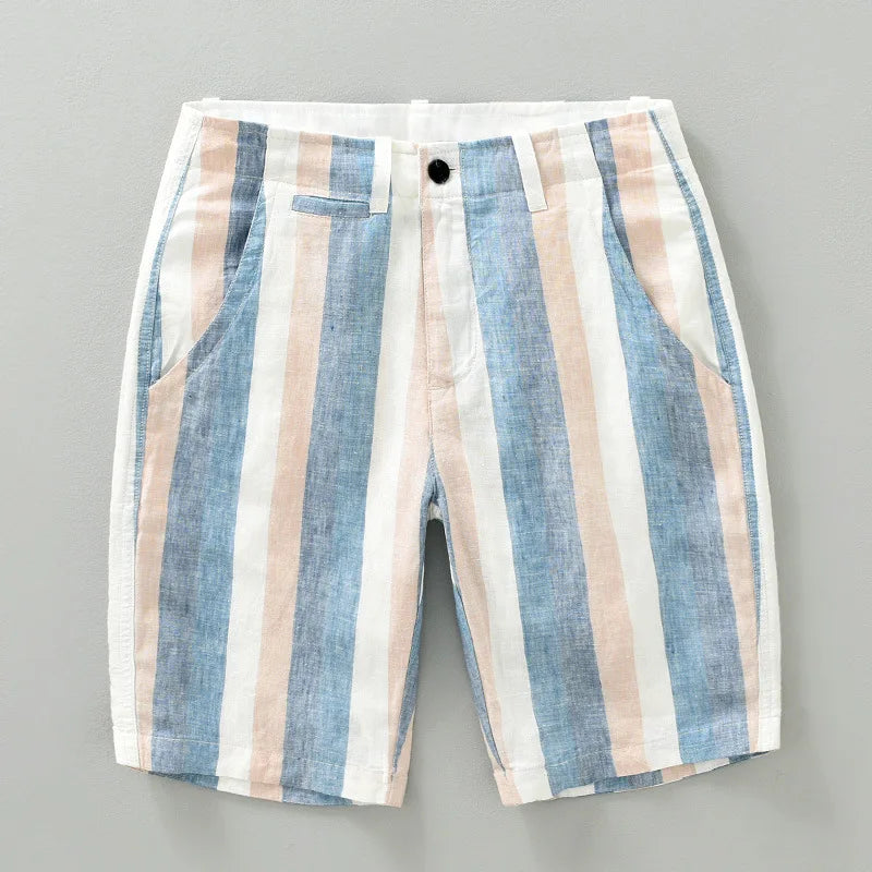 Vintage Style Men's Linen Shorts - Blue