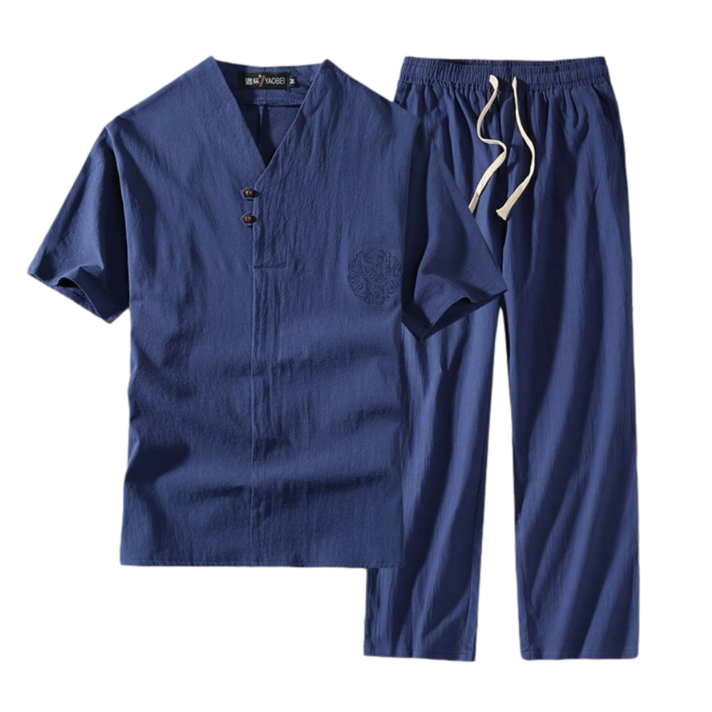 Modern Men's Casual Outfit Set - Blue