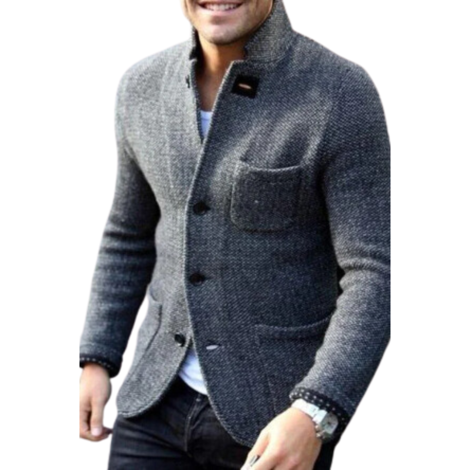 Men's Retro Button-down Cardigan - Gray