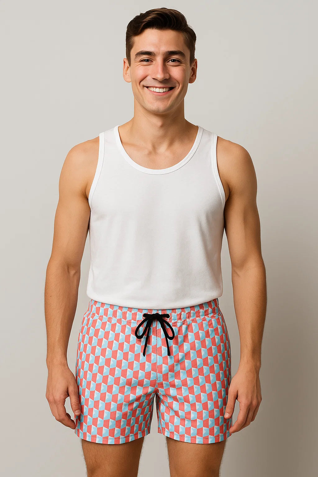 Classic Summer Men's Beach Shorts - Pink Patterns