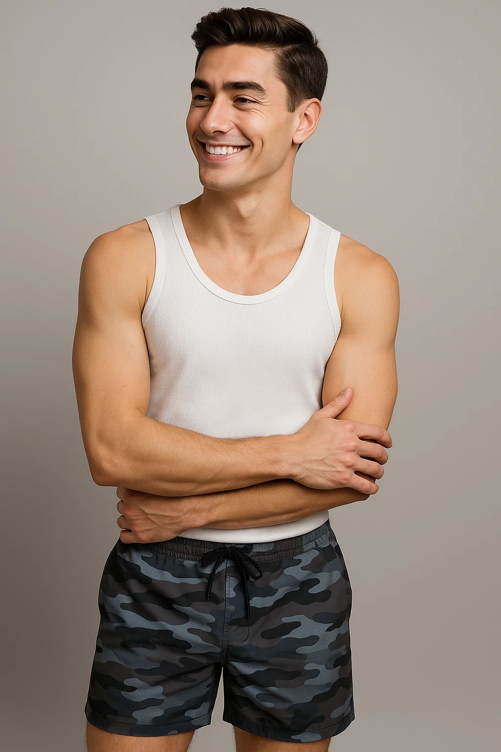 Classic Summer Men's Beach Shorts - Army Black