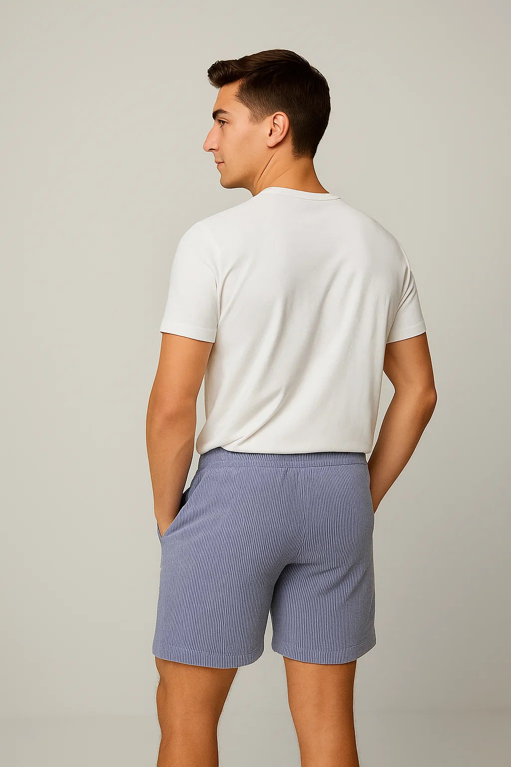 Trendy Men's Corduroy Summer Shorts - Purple