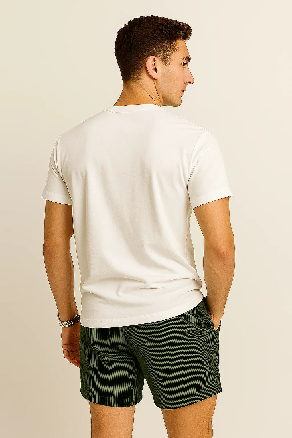 Trendy Men's Corduroy Summer Shorts - Green