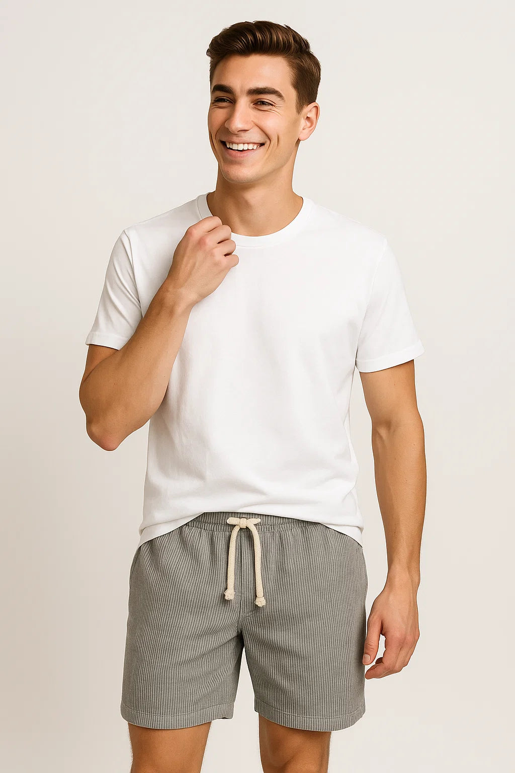 Trendy Men's Corduroy Summer Shorts - Gray