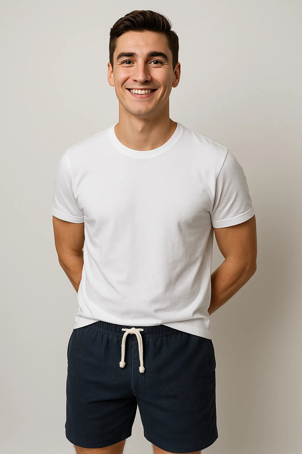 Trendy Men's Corduroy Summer Shorts - Navy