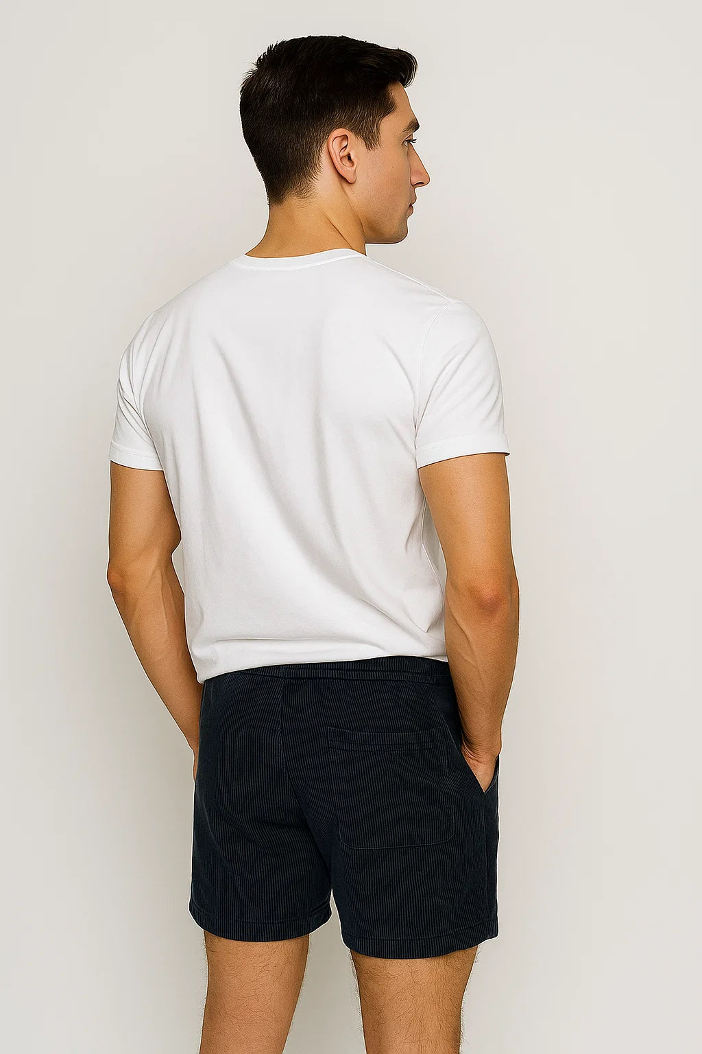 Trendy Men's Corduroy Summer Shorts - Navy
