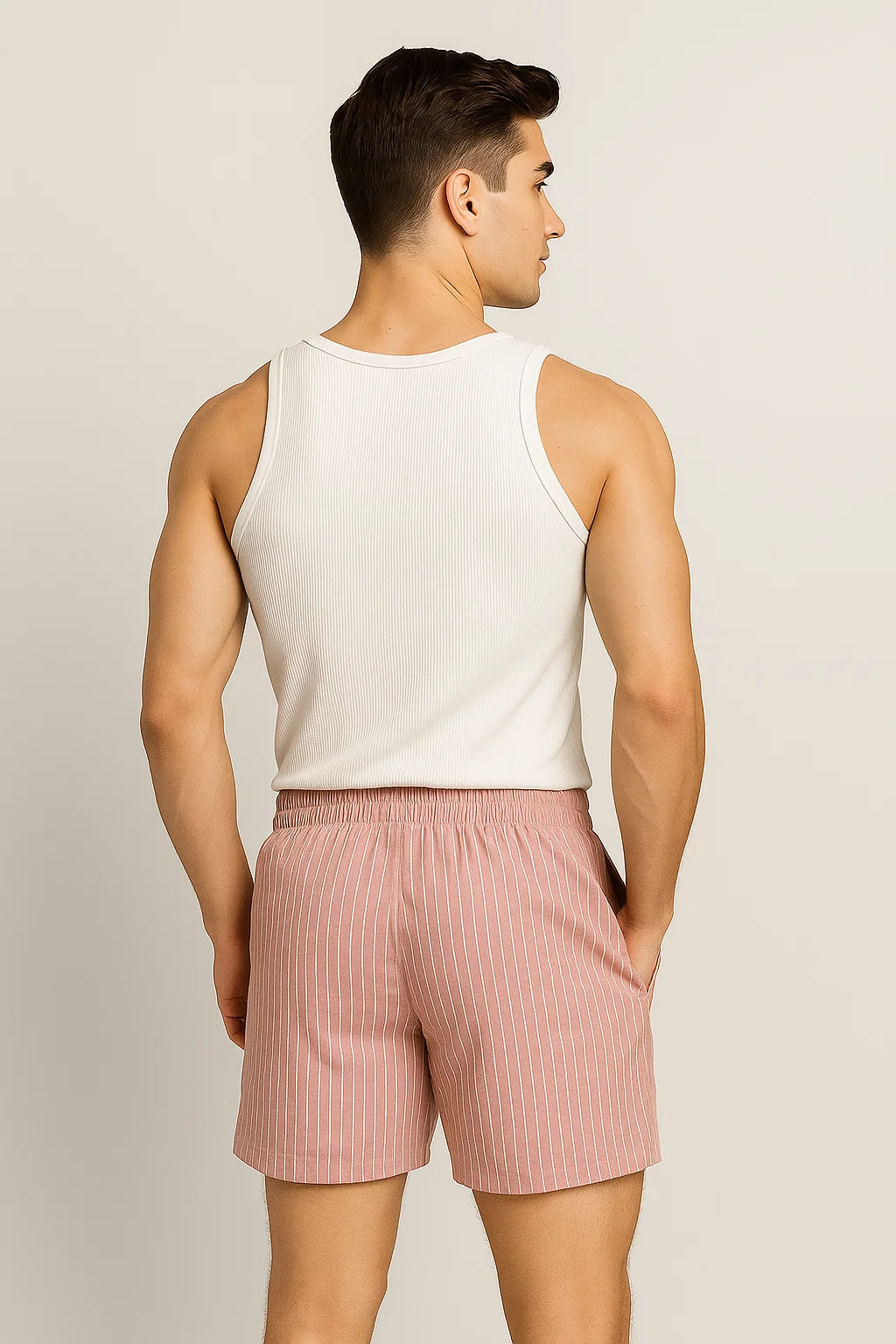 Men's Striped Casual Shorts - Pink