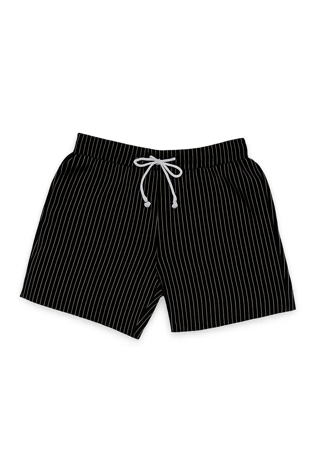 Men's Striped Casual Shorts - Black