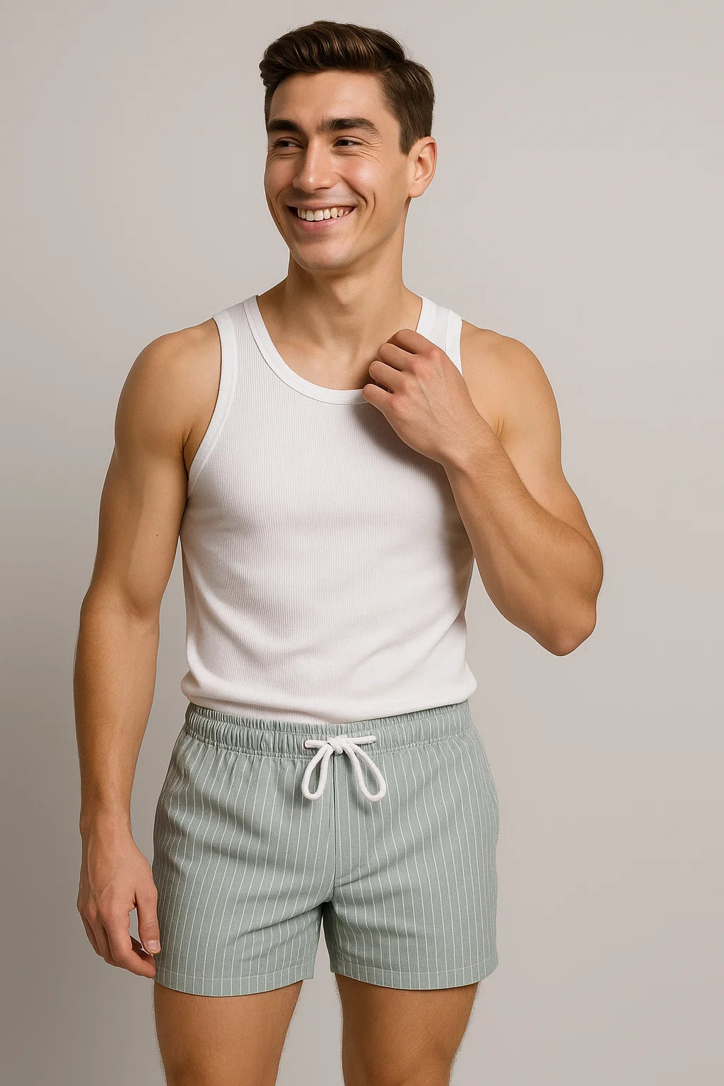 Men's Striped Casual Shorts - Blue