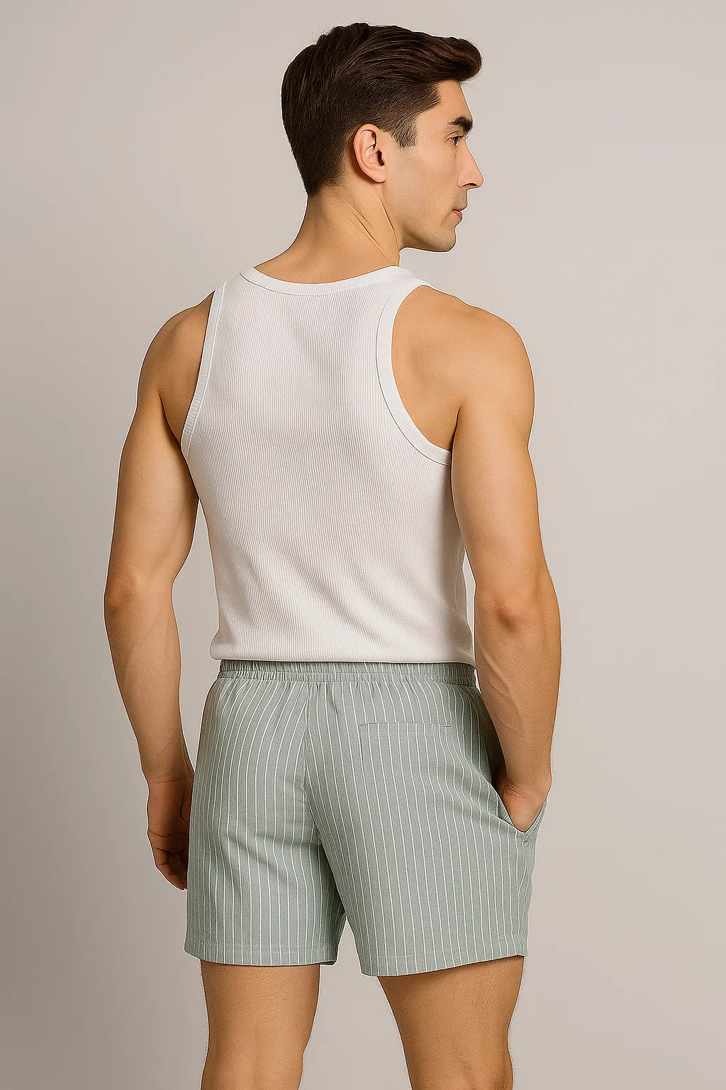 Men's Striped Casual Shorts - Blue