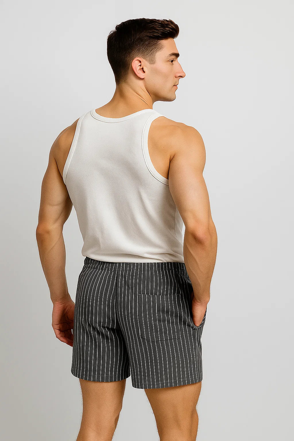 Men's Striped Casual Shorts - Gray