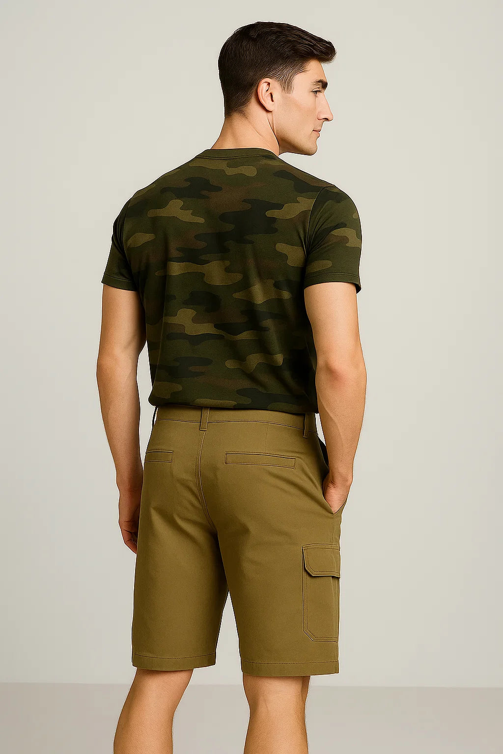 Casual Men's Multi-Pocket Cargo Shorts - Khaki